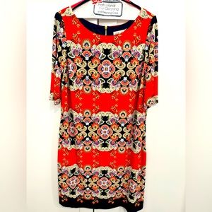 Orange floral sheath dress by ElizaJ size 16